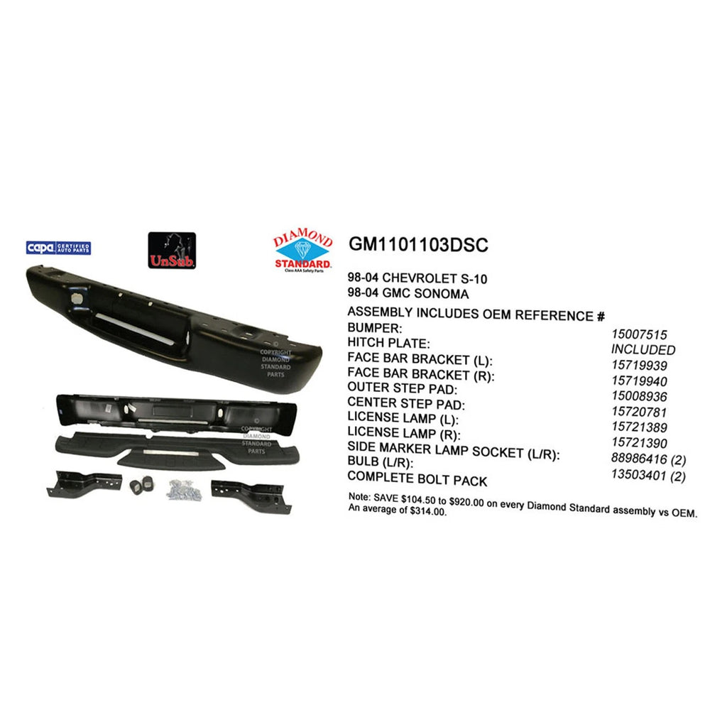 Replacement Painted Steel Rear Step Bumper Assembly for Ford Ranger (2019–2025)