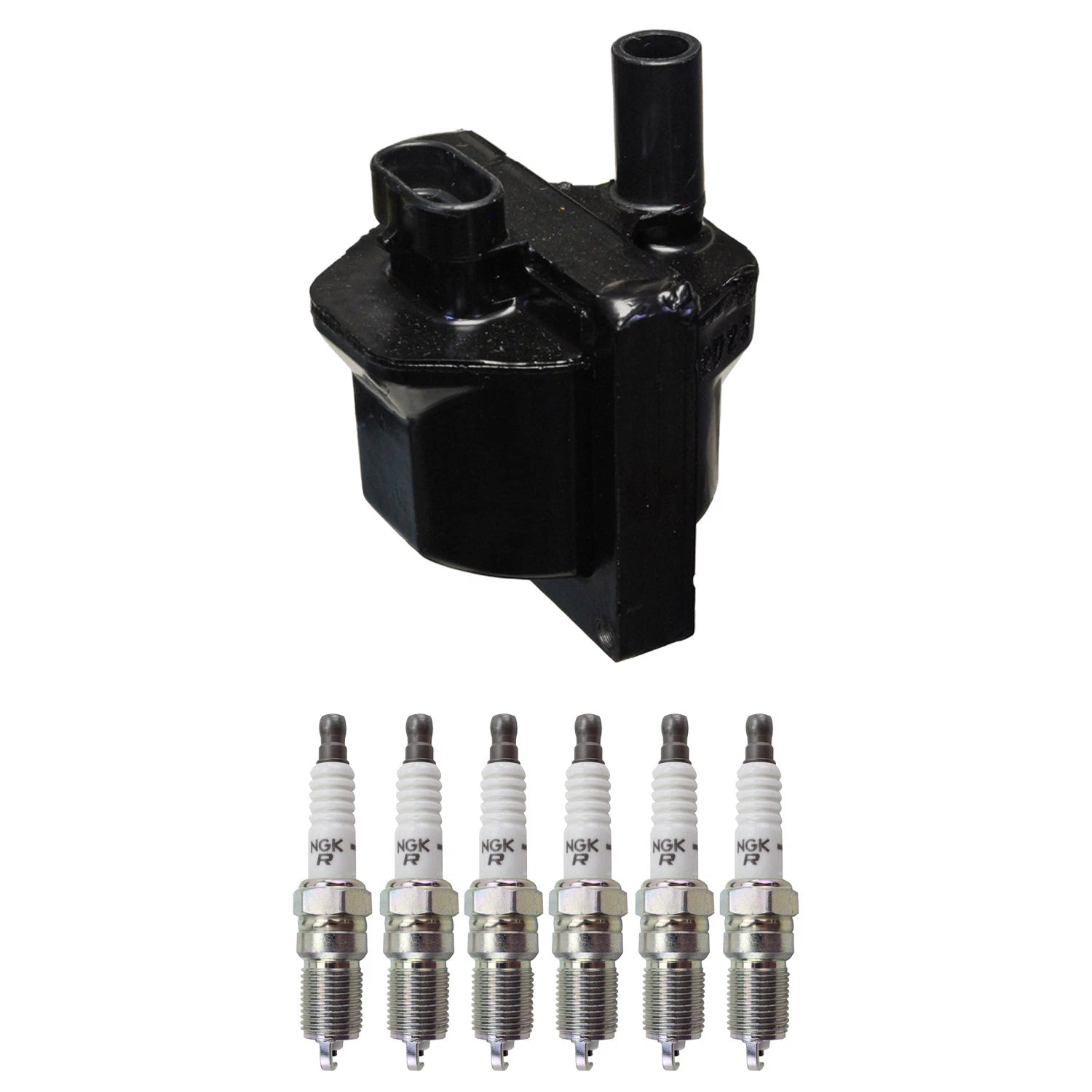 Denso Ignition Coil & 6 NGK Spark Plugs Kit for C1500 K1500 Sonoma (1996–2000)