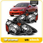 Headlight Assembly for Acura RSX (2002–2004) Black Amber Left+Right Pair
