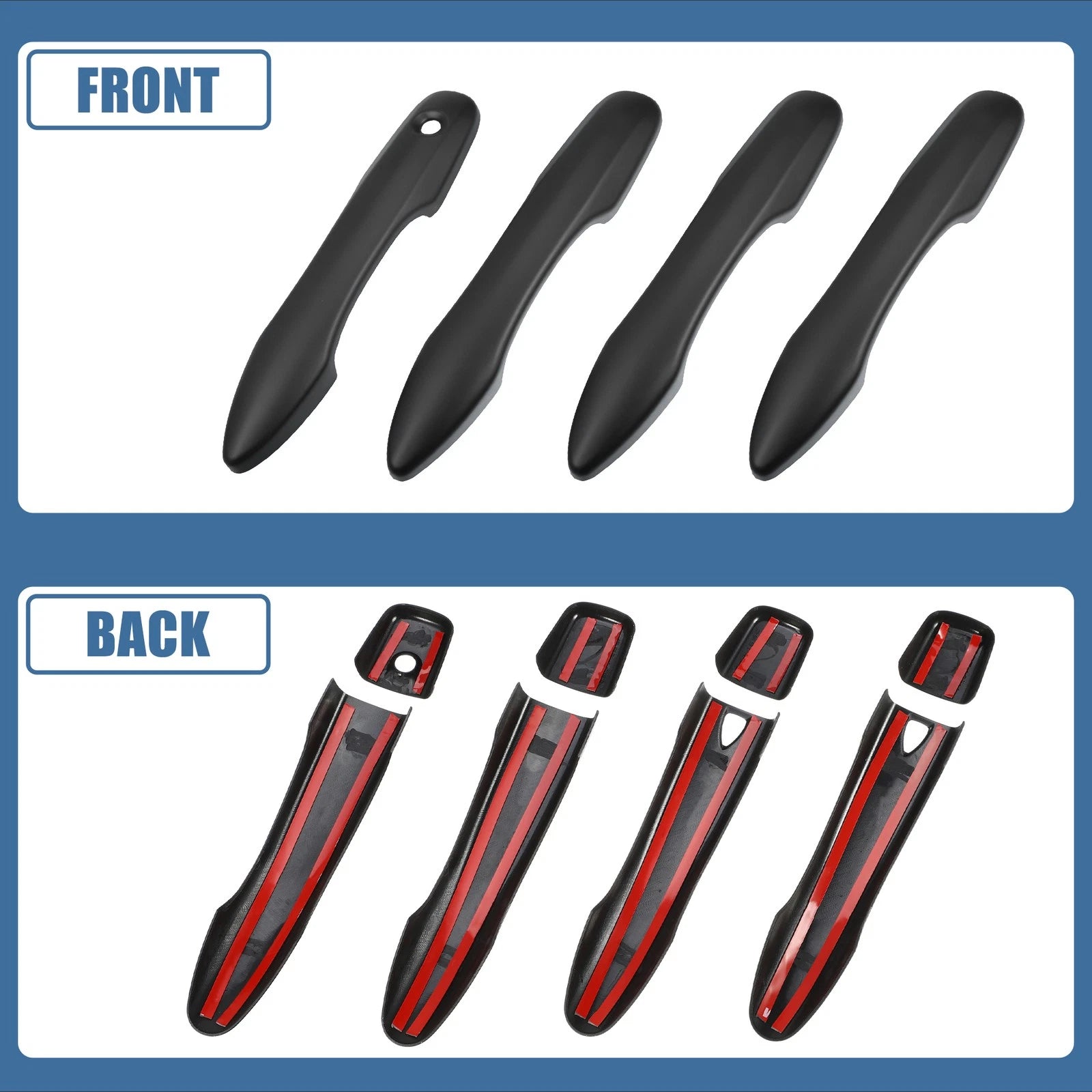 Set of 4 Door Handle Covers for Toyota Camry (without Smart Key Holes) Matte Black