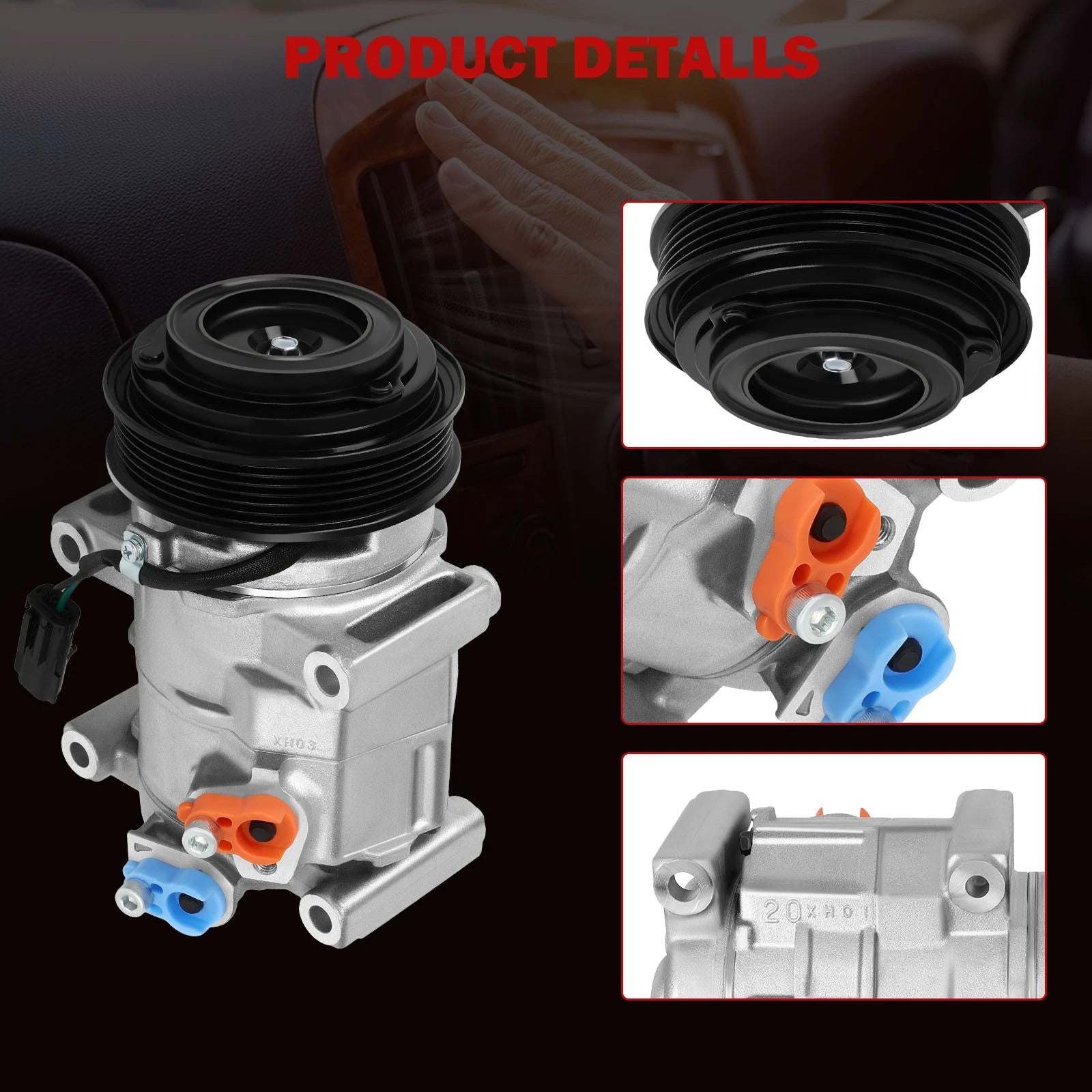 AC Compressor with Clutch for Chrysler Town & Country, Dodge Grand Caravan (2011-2016)