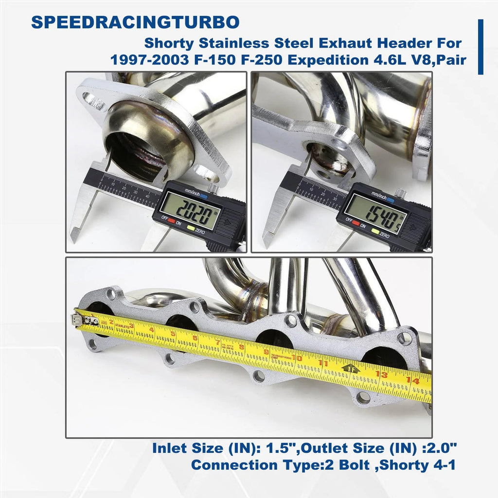 Stainless Steel Exhaust Header for Ford F-150 F-250 Expedition 1997–2003 (4.6L V8)