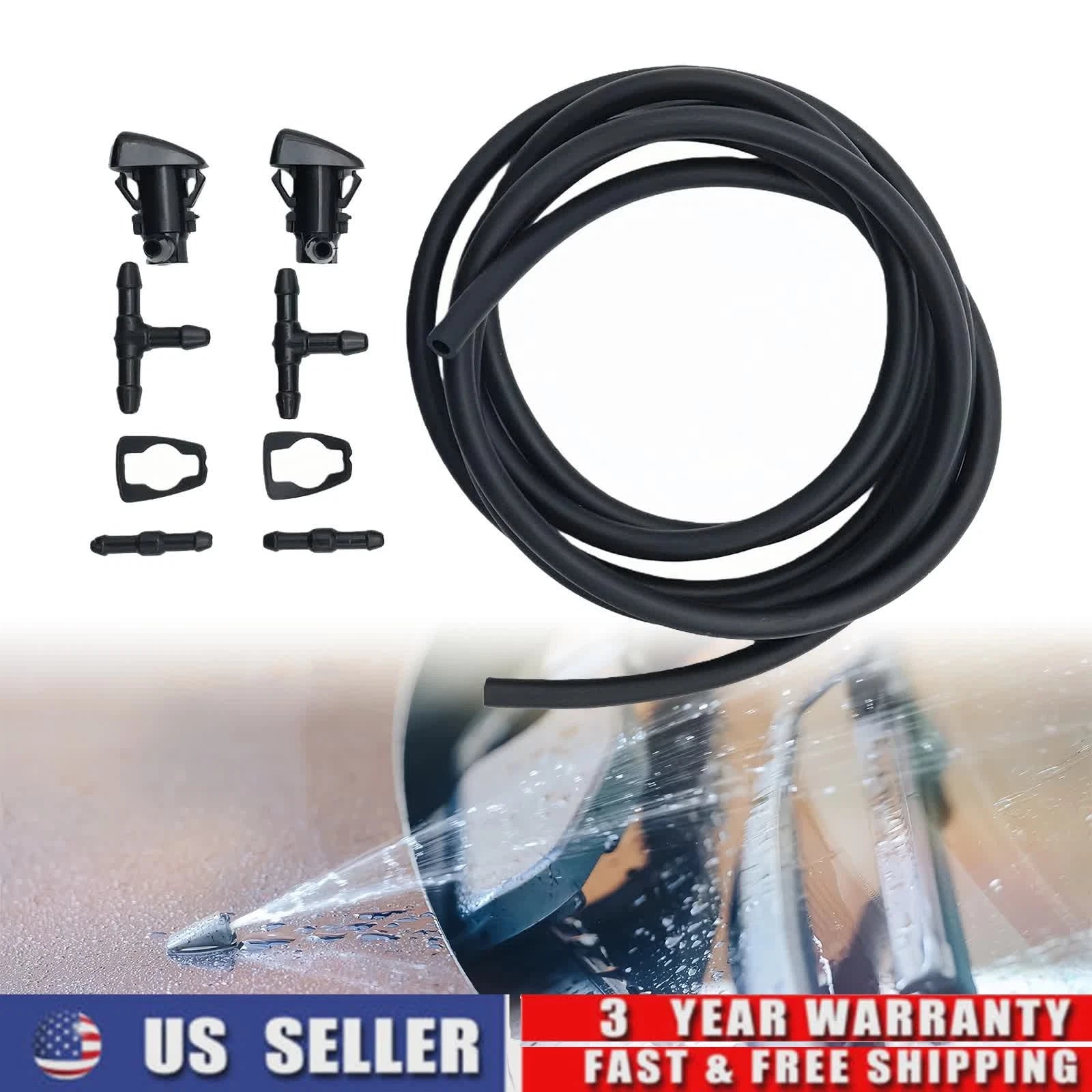 Front Windshield Washer Nozzles Kit w/ Hose for Ford Fusion Lincoln (2006–2012)