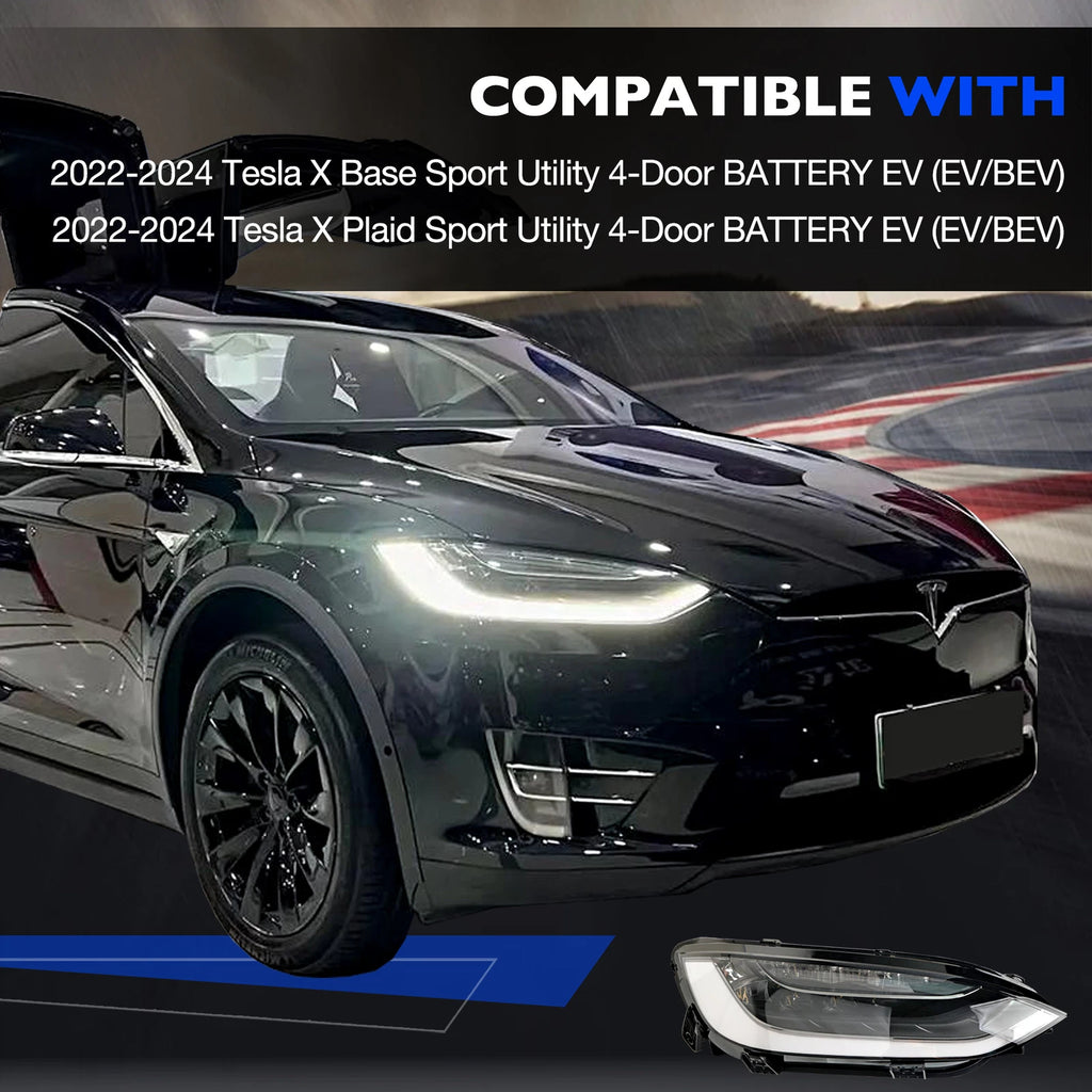 LED Headlight Assembly for Tesla Model X Plaid (2022–2024)