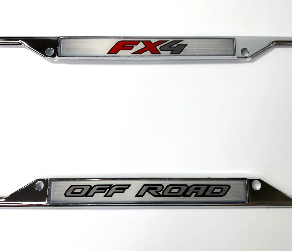 License Plate Frame Chrome With Off Road Script Logo for Ford F-150 FX4 (2015–2020)