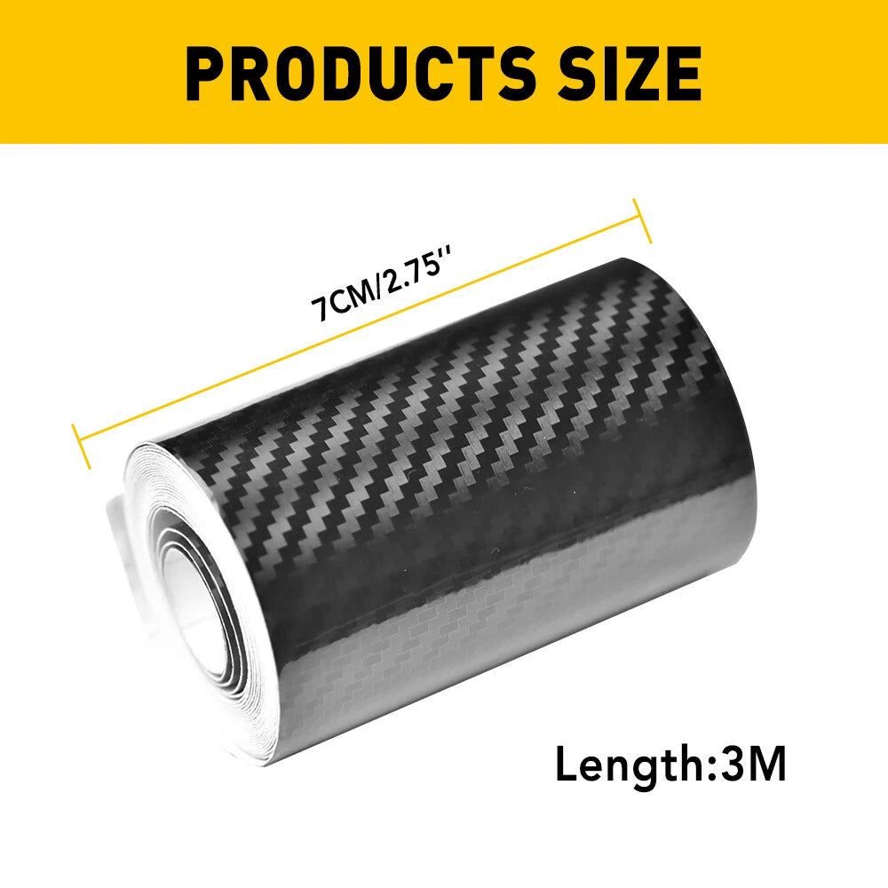 Carbon Fiber Look Vinyl Film Door Sill Scuff Tape for