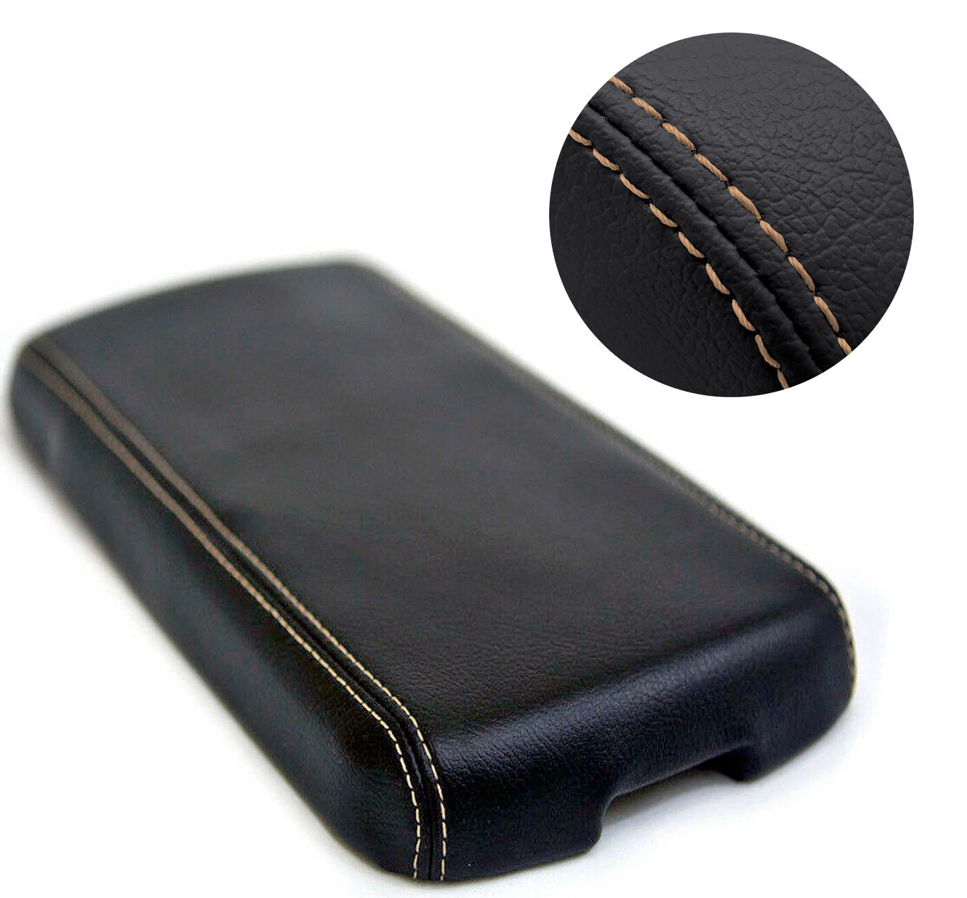 Console Lid Armrest Cover for Pontiac G6 (2005–2010) Black Beige Stitch