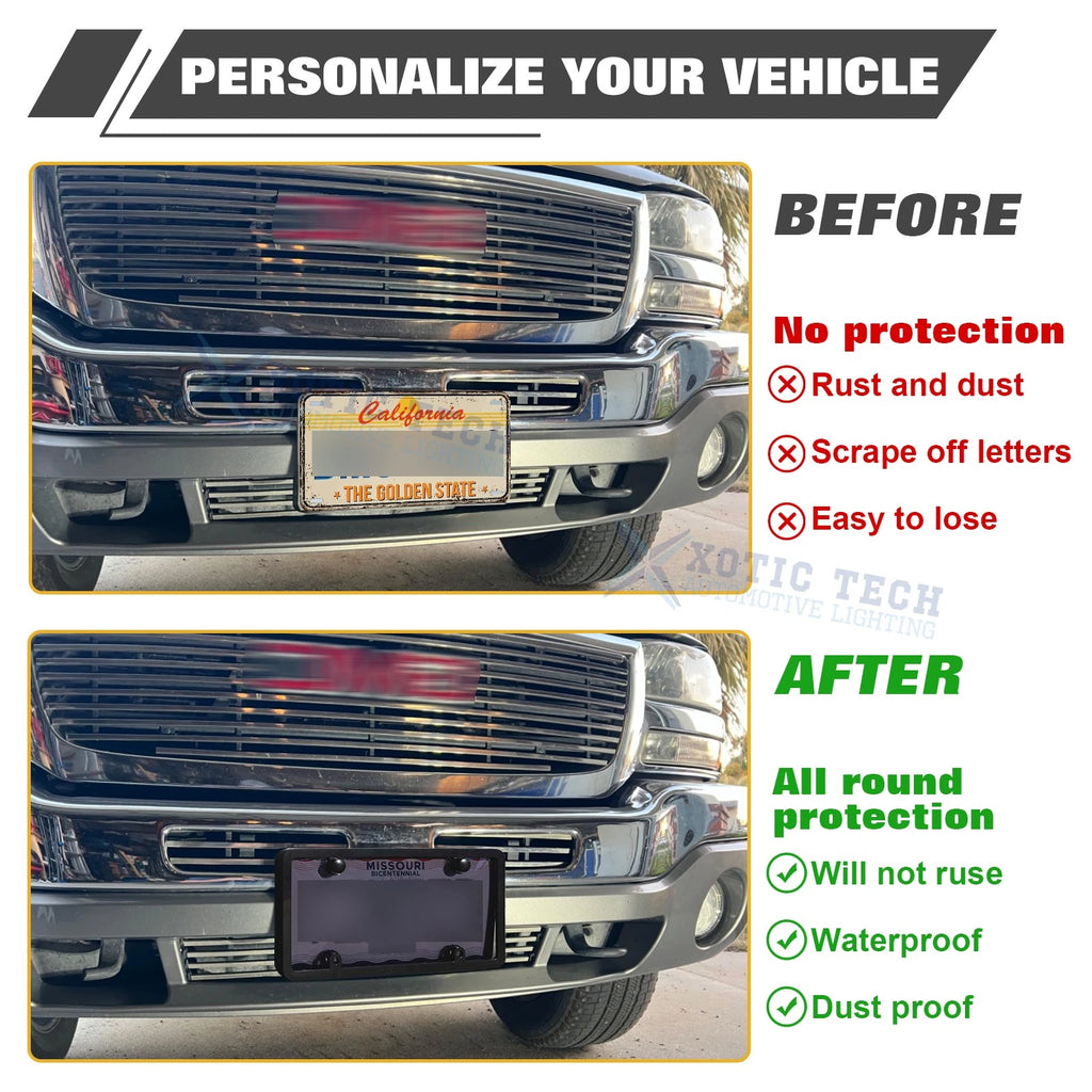 License Plate Cover Frame Kit for Any Standard US Plate (Universal)