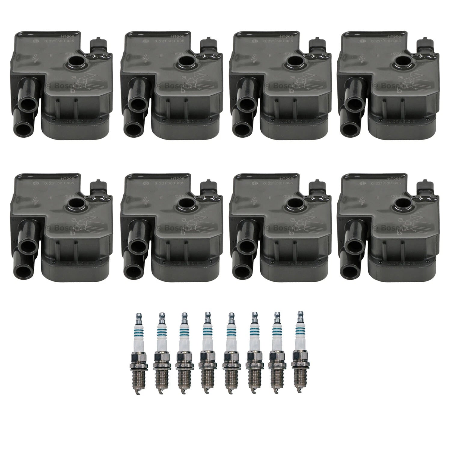 Set of 8 Ignition Coils & Iridium Spark Plugs for C215 W210 Q45 V8