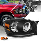 Right Side Headlight for Dodge Ram 1500 2500 3500 (2006) OE Style Black Housing
