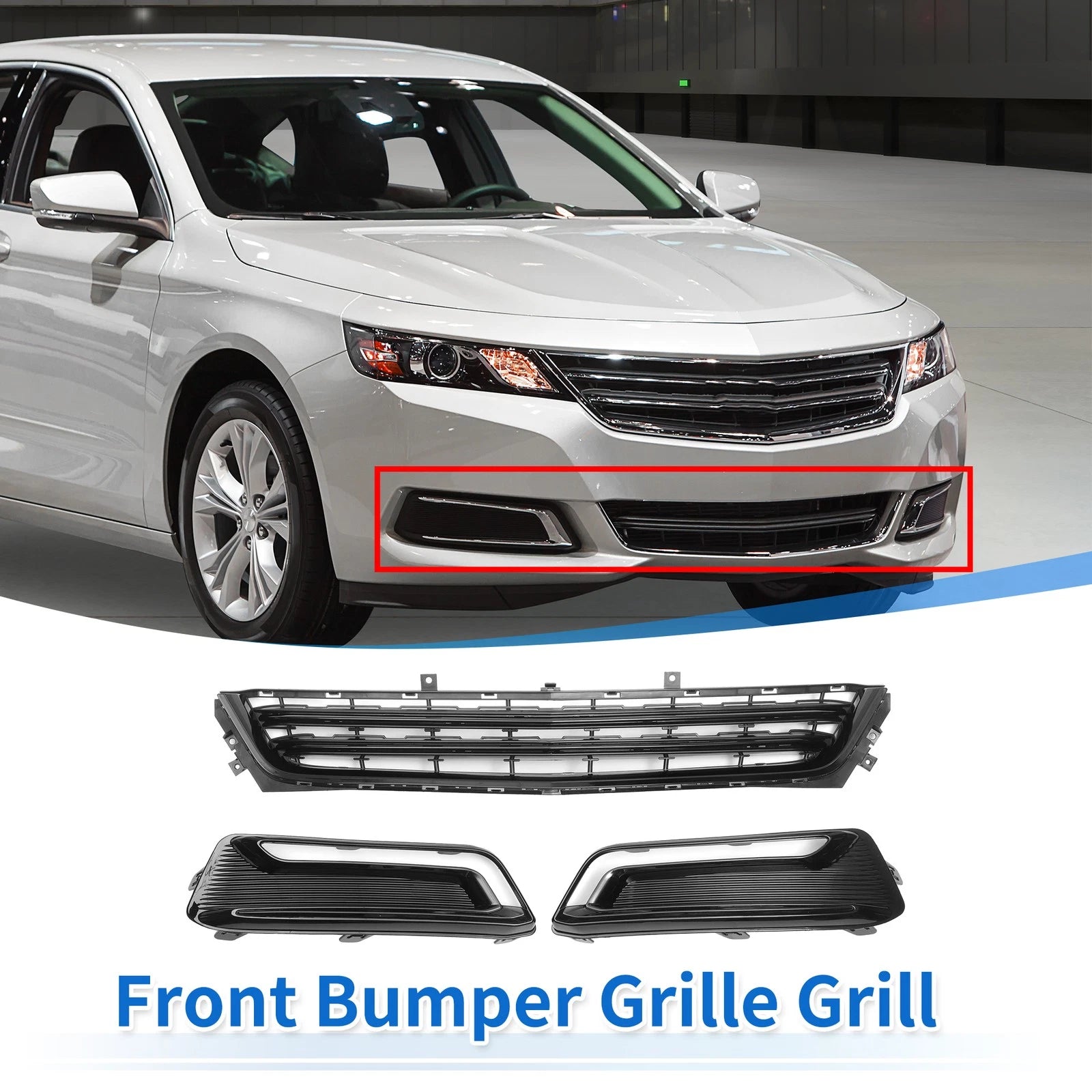 Set of 1 Front Lower Bumper Grille for Chevrolet Impala (2014–2020) Black