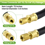 High-Flow Refrigerant Hose for Automotive (6', 1/2" Diameter, 3/8" to 1/4" Fitting)
