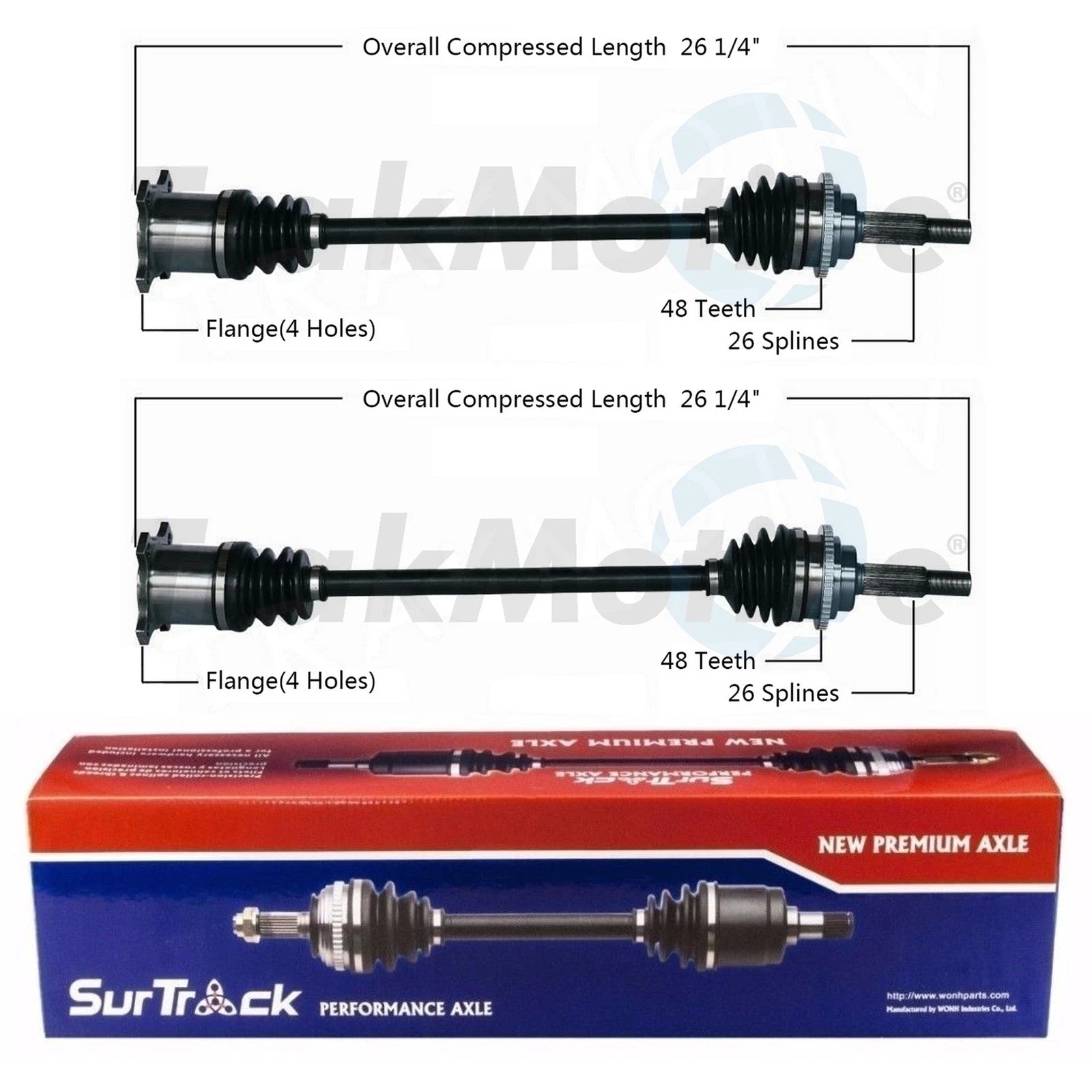 Set of 2 Rear CV Axle Shafts for Lexus RX400h Toyota Highlander AWD (2006–2008)