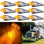 9X Amber Chrome Torpedo 17 LED Cab Marker Light for Paccar Freightliner (N/A)