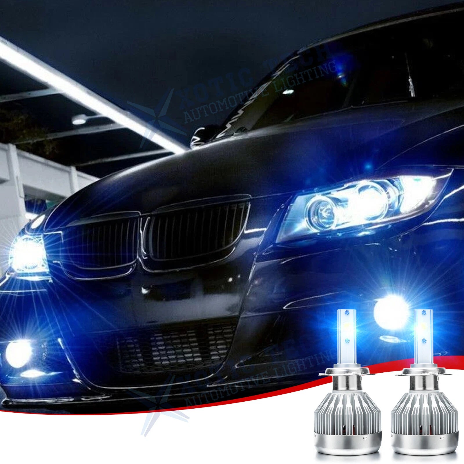 2x H7 6000LM LED Headlight Bulbs for High/Low Beam (Ice Blue 8000K) 2020–2025