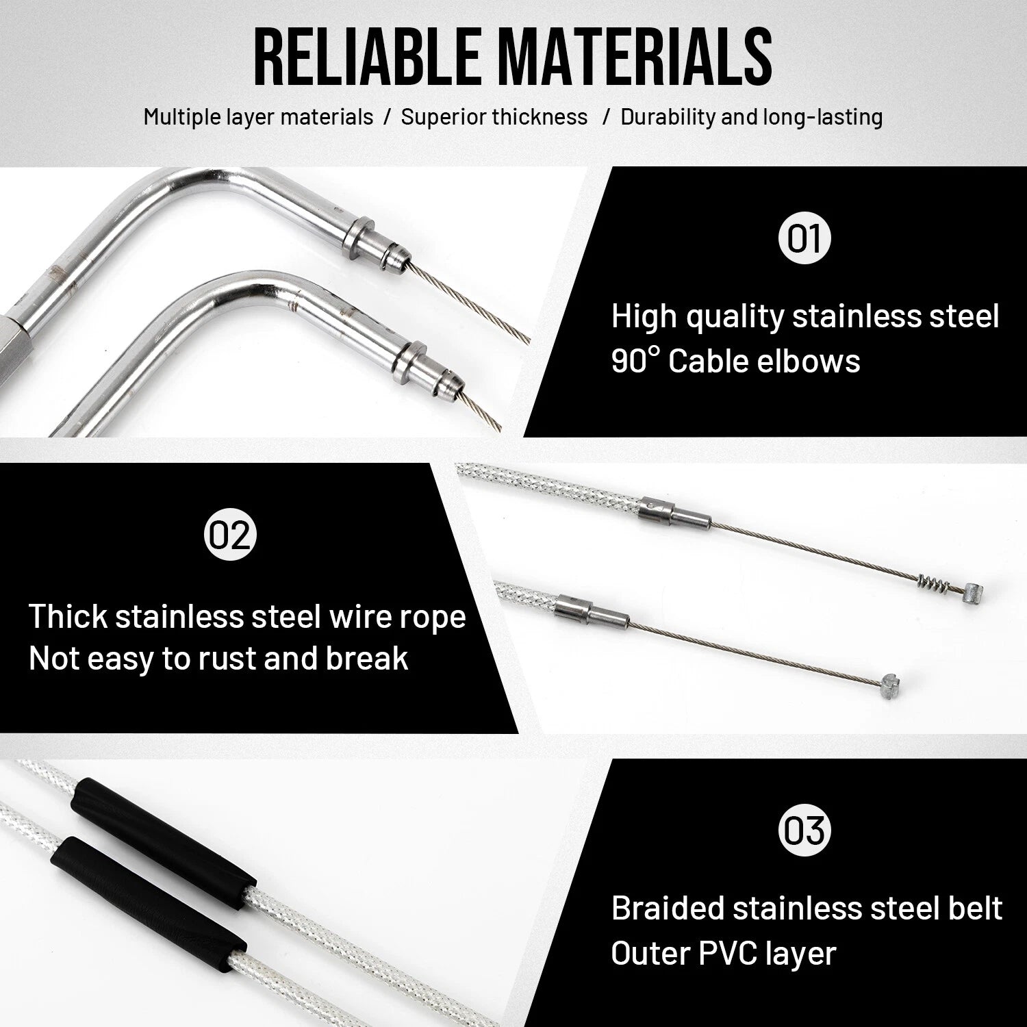 Throttle Cables for Harley Sportster Softail Dyna Touring (42")