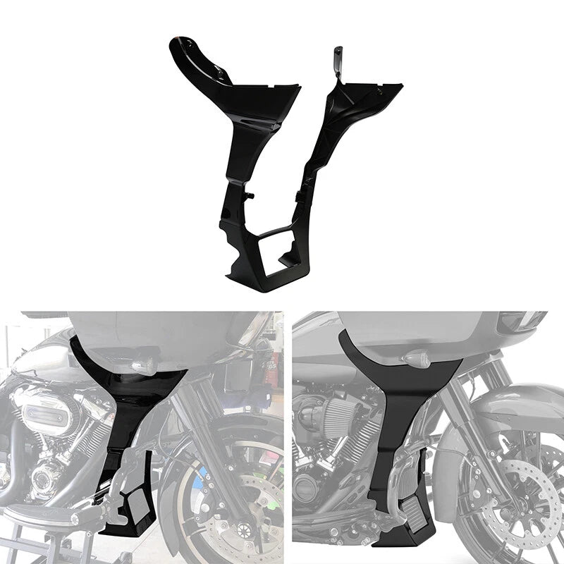 Vivid Black Side Fairings Chin Spoilers for Harley Road Glide (2017–2024)