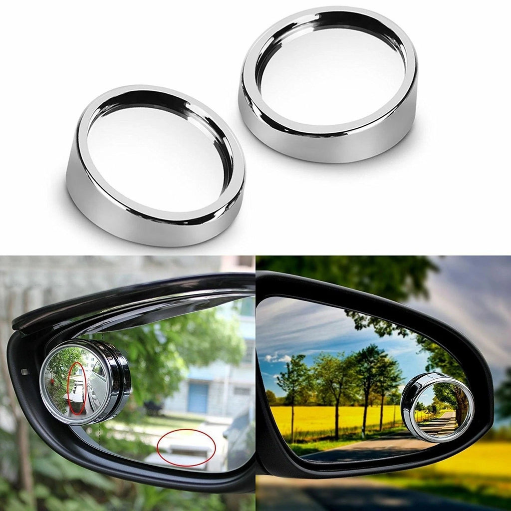 2" Silver Round Stick-On Blind Spot Convex Mirror for Universal (Universal)