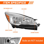 Passenger Side Chrome Amber Headlight for Ford Escape (2013–2016)