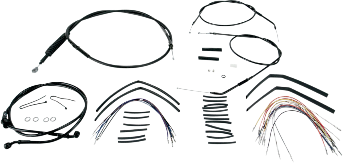 Complete Black Vinyl Handlebar Cable/Line Kit for Ape Hangers (14")