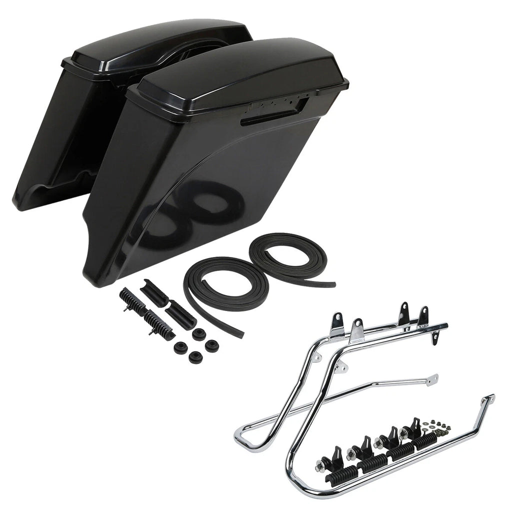 5" Stretched Saddlebags & Bracket for Harley Softail (1986–2017)