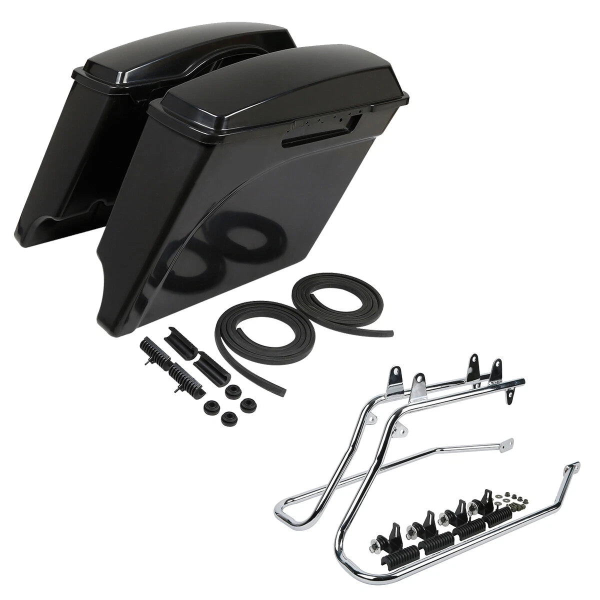 5" Stretched Saddlebags & Bracket for Harley Softail (1986–2017)