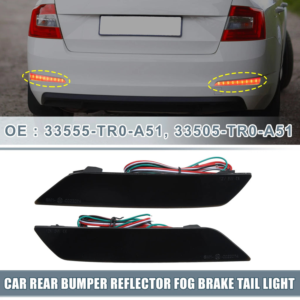 LED Smoked Rear Bumper Reflector Brake Light 33555TR0A51 for Honda Civic (2013–2015)