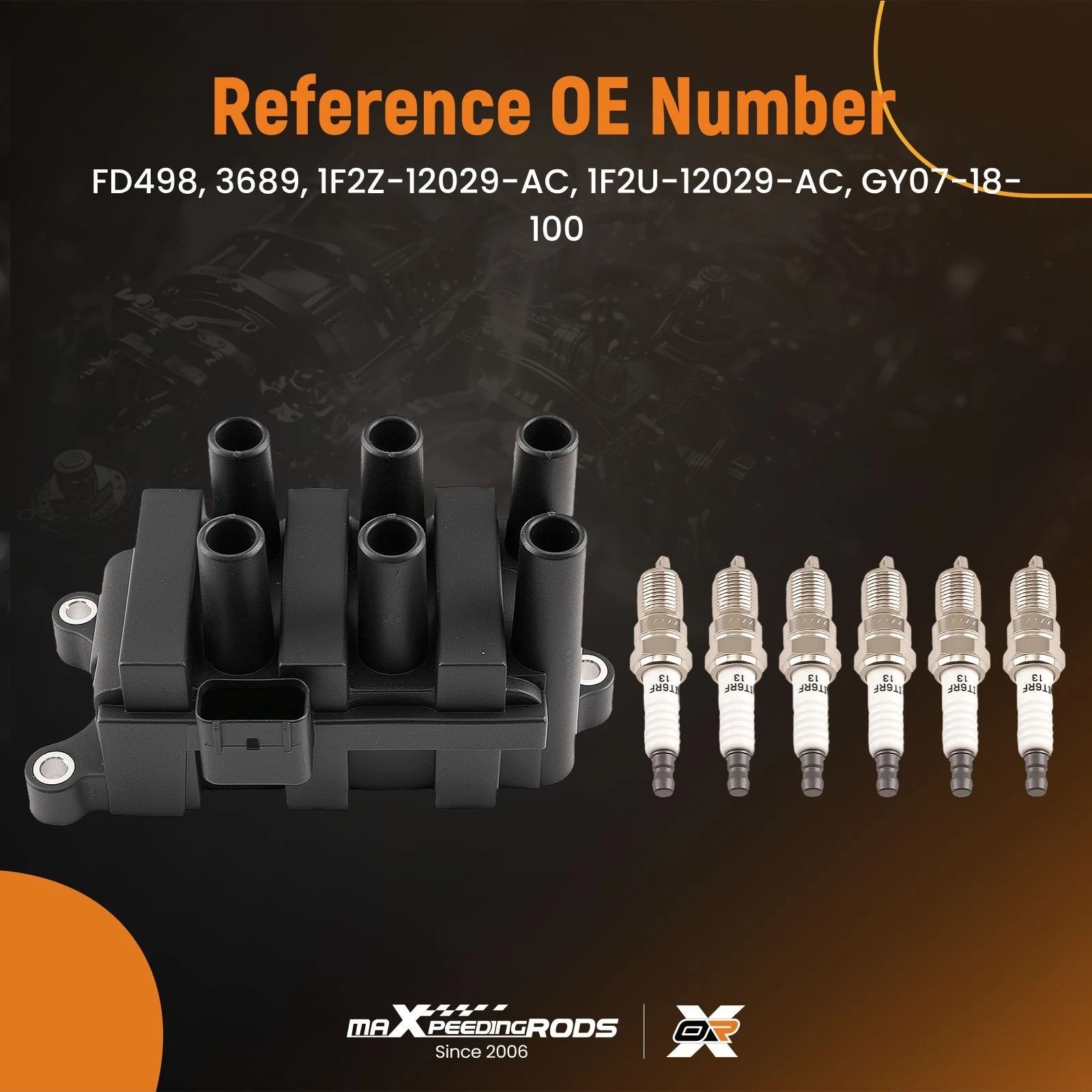 Ignition Coils & 6 Spark Plugs for Ford Ranger Mercury Sable (2001–2006) 61000150