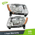 Set of 2 Chrome Headlight Assemblies for Jeep Grand Cherokee (2011–2013)