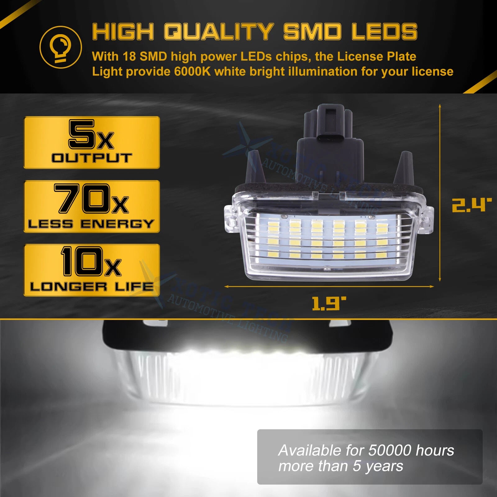 SMD LED License Plate Light for Toyota Camry Highlander Avalon (2012-2024)
