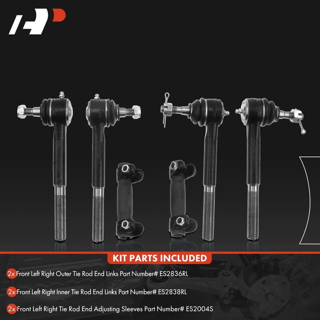 Set of 6 Inner Outer Tie Rods for Chevy Tahoe Blazer GMC Yukon (1995–2006)