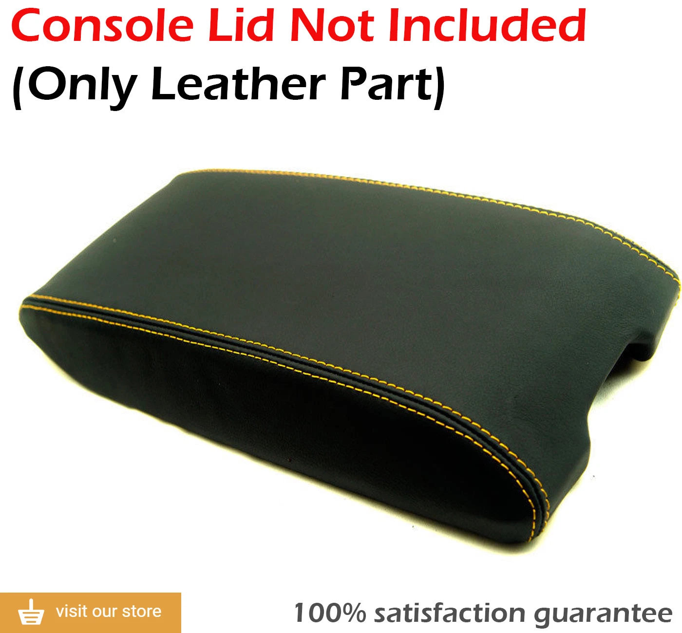 Console Armrest Cover for Chrysler 300 (2005–2007) Yellow Stitch PVC Leather