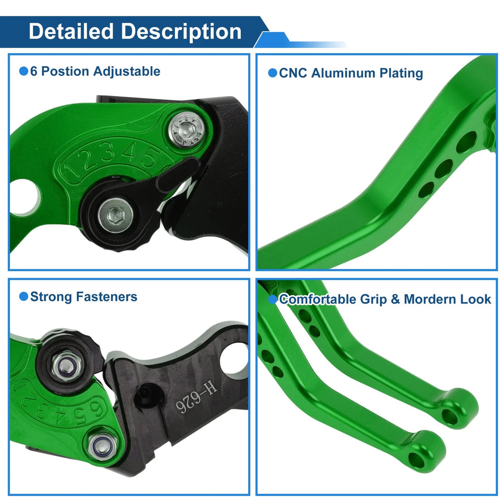 Adjustable Short Brake Clutch Levers for Honda CB599/CB600 Hornet (1998–2006) Green