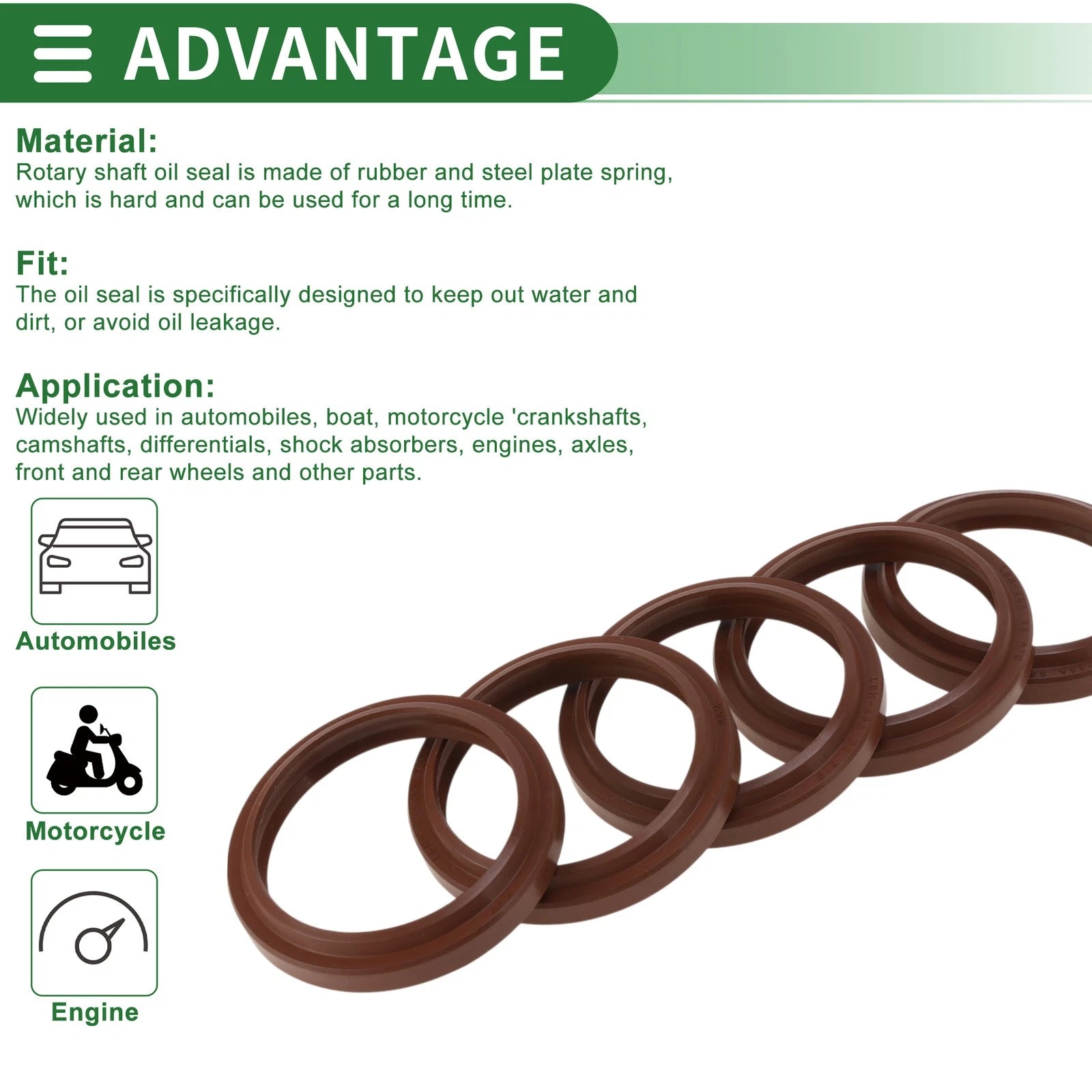 Set of 5 Oil Seal Rotary Shaft Seal FKM Rubber 45x55x6mm
