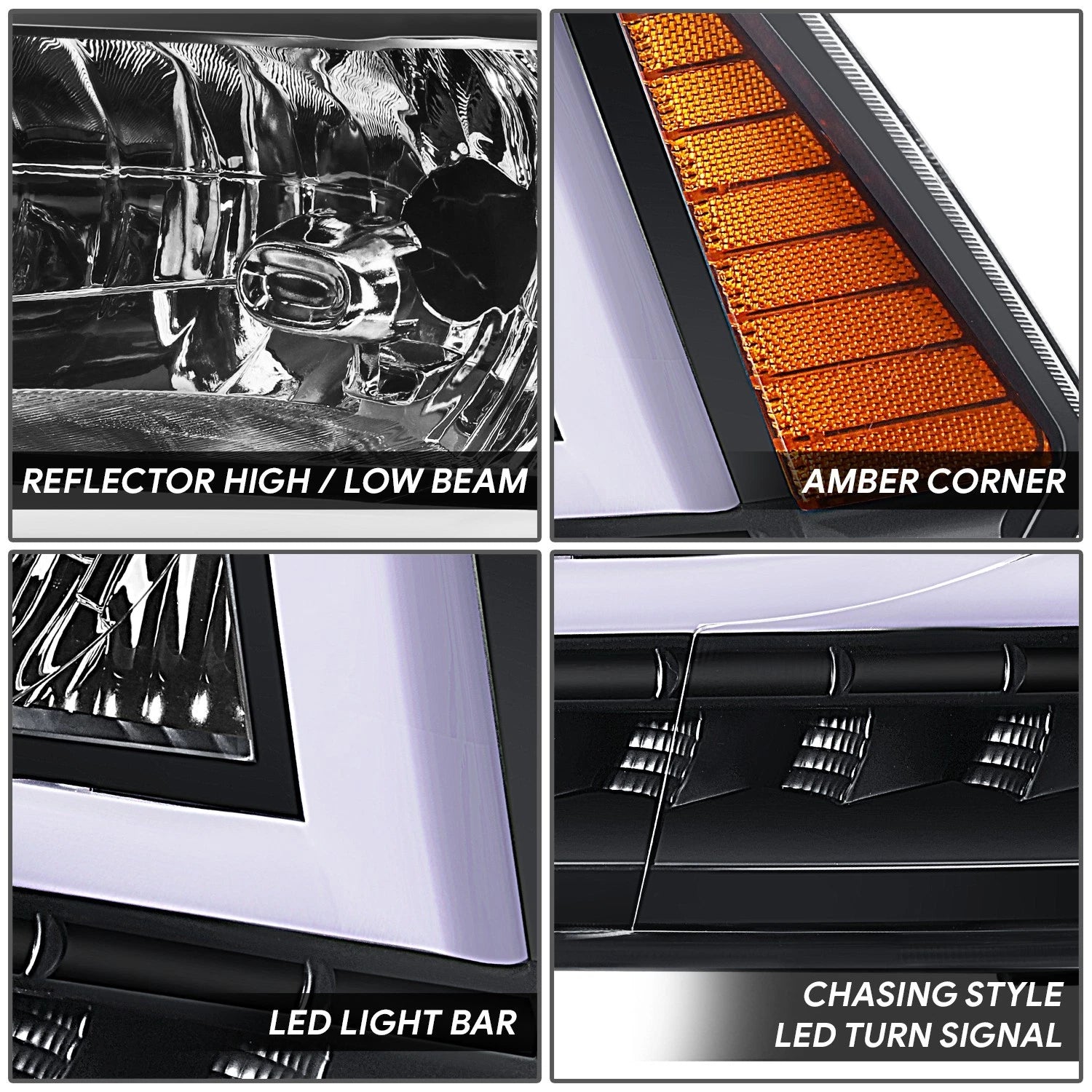 C-LED DRL Sequential Turn Signal Headlights for RAM 1500 (2009–2024)