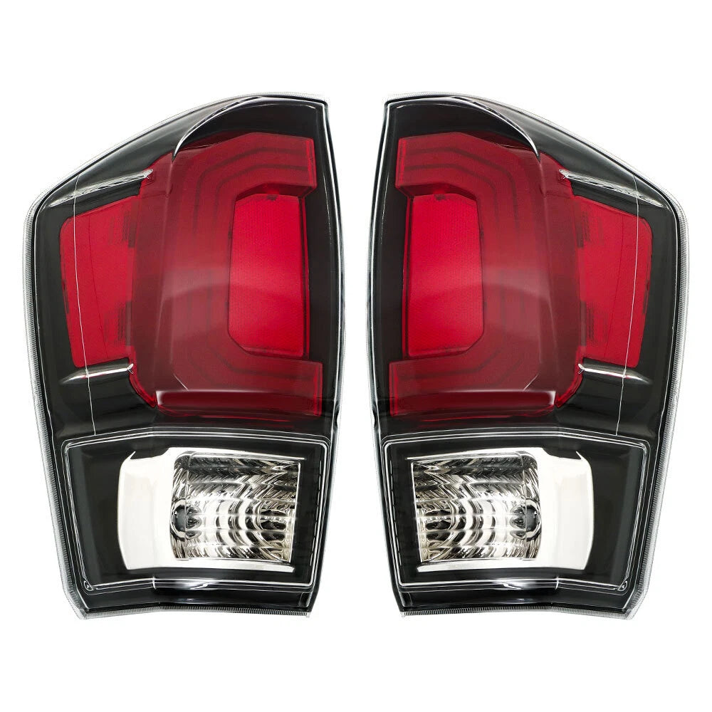 Set of 2 Halogen Red Clear Tail Light Assemblies for Toyota Tacoma (2016â2021)