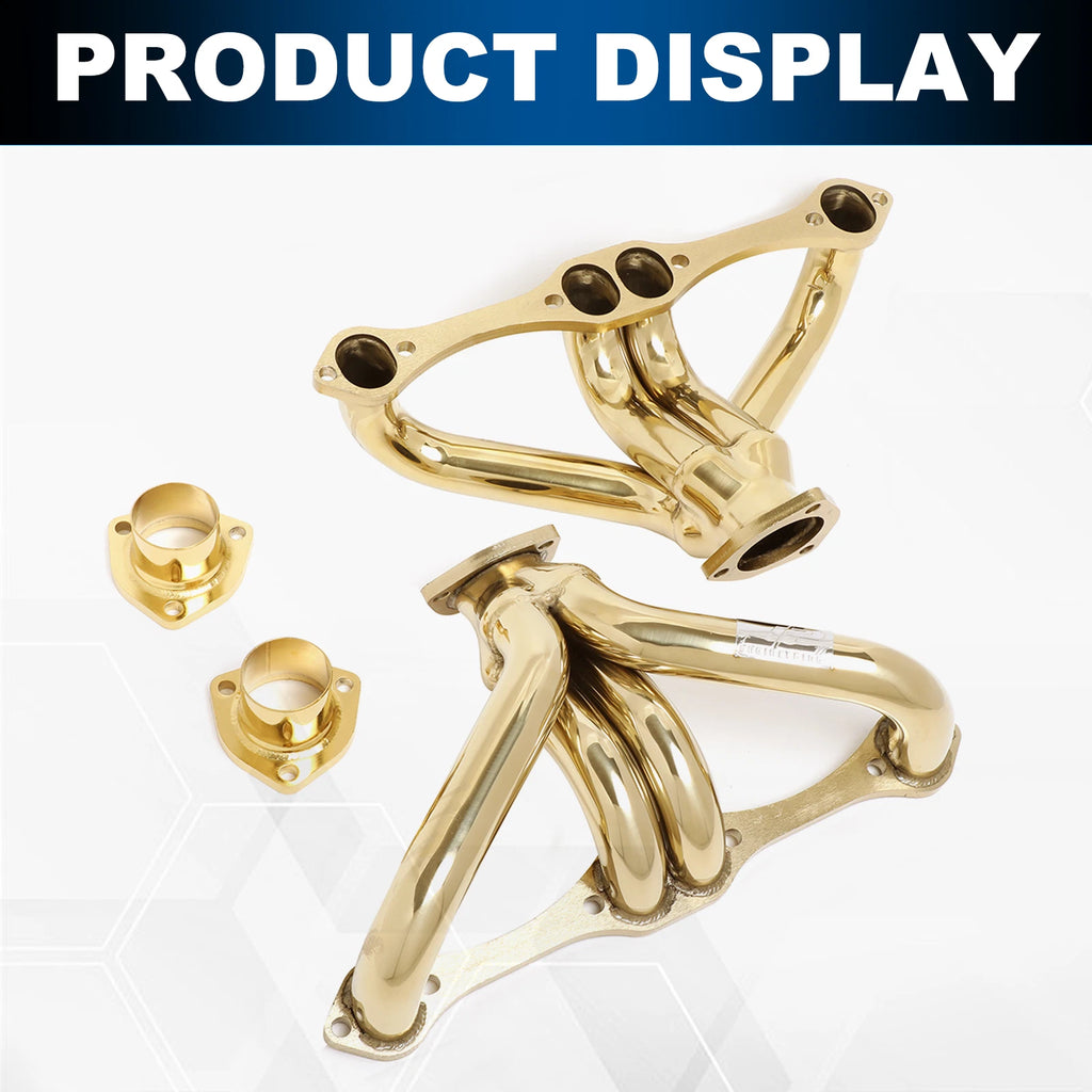 Stainless Steel Gold Exhaust Header for Street Rod SBC Small Block V8 (1923–1949)