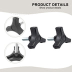 Black Plastic Knob Three Prong Handle with 51618 Thread Insert (2 Inch)