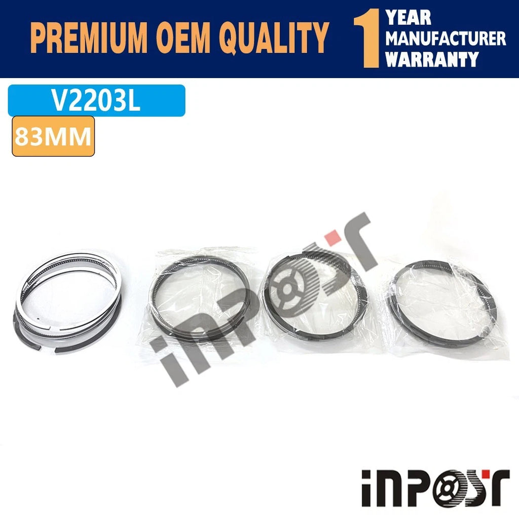 Set of 4 Pistons with Rings for Kobota V2203L (2003–2008) 83MM 1G363-2111