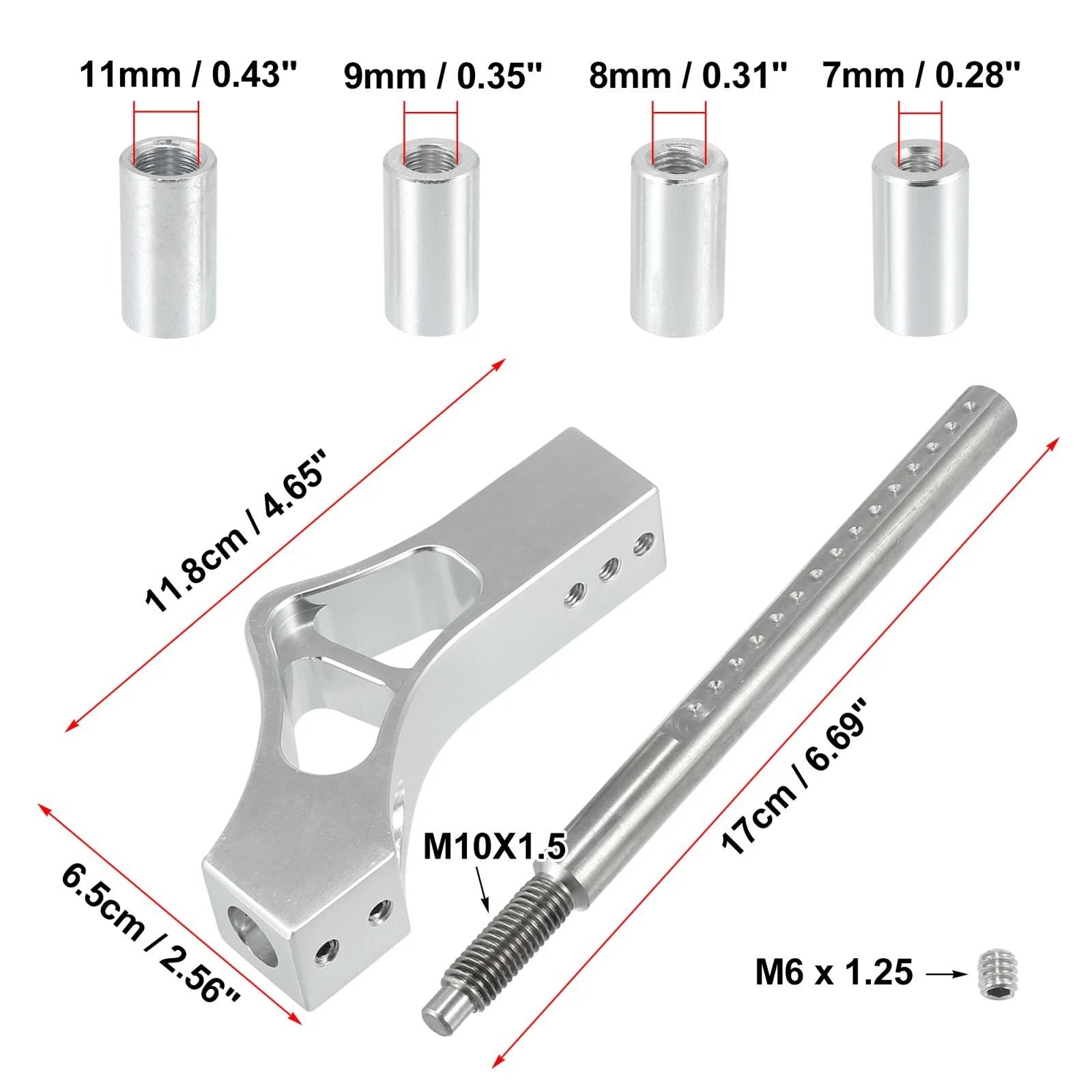 Gear Shift Knob Extender for Honda EG EK (1992–2000) M10X1.5 Silver Tone