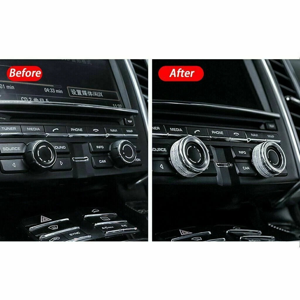 Alloy Silver Chrome AC Climate Control Ring Decor for Porsche Cayenne Macan (YYYY-YYYY)