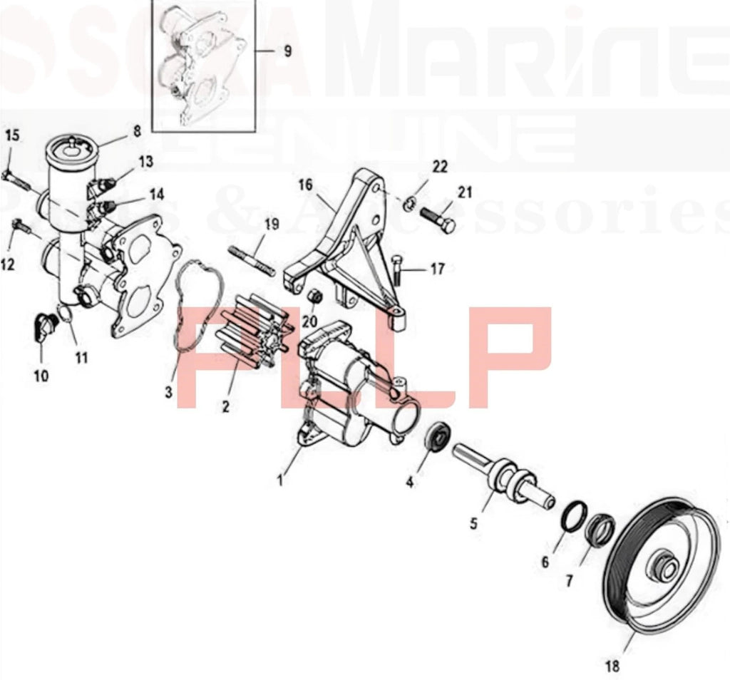 Sea Water Pump Pulley Serpentine Belt for MerCruiser (862351, 862351T, 8M0150724)