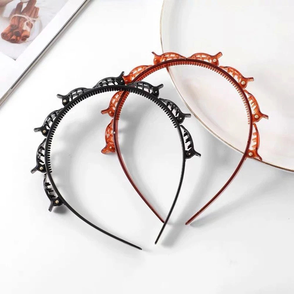 Textured MultiLayer Hair Band with Bangs Clip for Creative Hairstyles