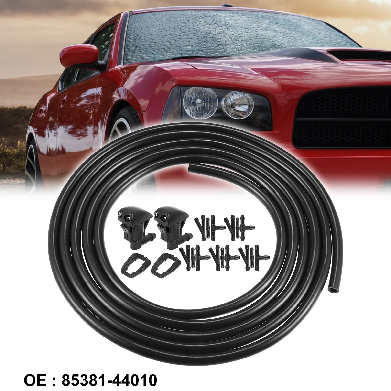 2X Windshield Washer Nozzle with 2.5m Hose Kit for Toyota Prius  85381-44010