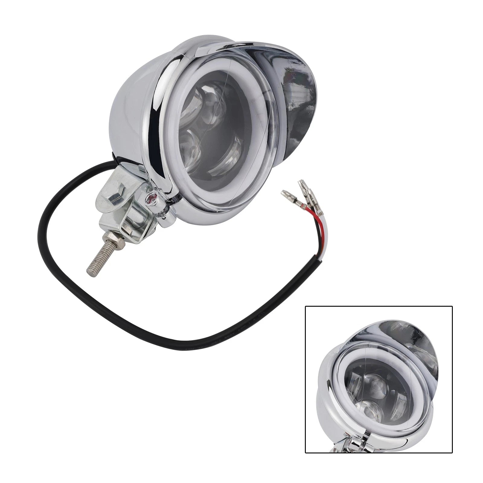 Headlight Lamp Spotlight for Motorcycle (Universal, Chrome)