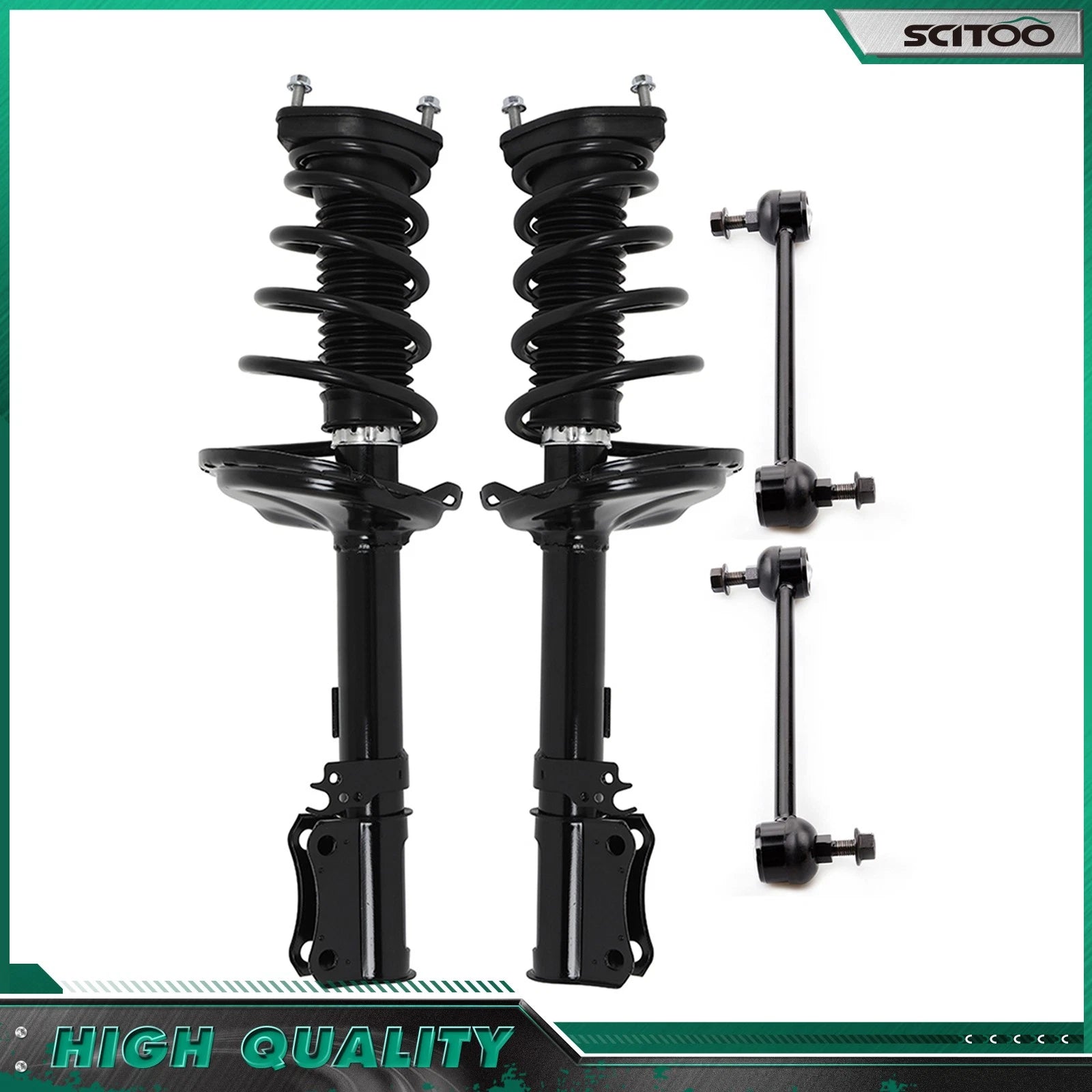 Set of 2 Rear Struts & Sway Bars for Toyota Highlander Lexus RX330 RX350 (FWD)