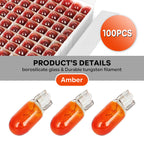 100PCS 194 Halogen Signal Wedge Bulb T10 168 Amber for Universal (12V)