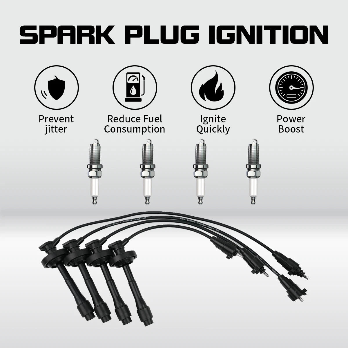 4X Spark Plug & Wire for Toyota Corolla Chevrolet Prizm (1998–1999) 671-4169