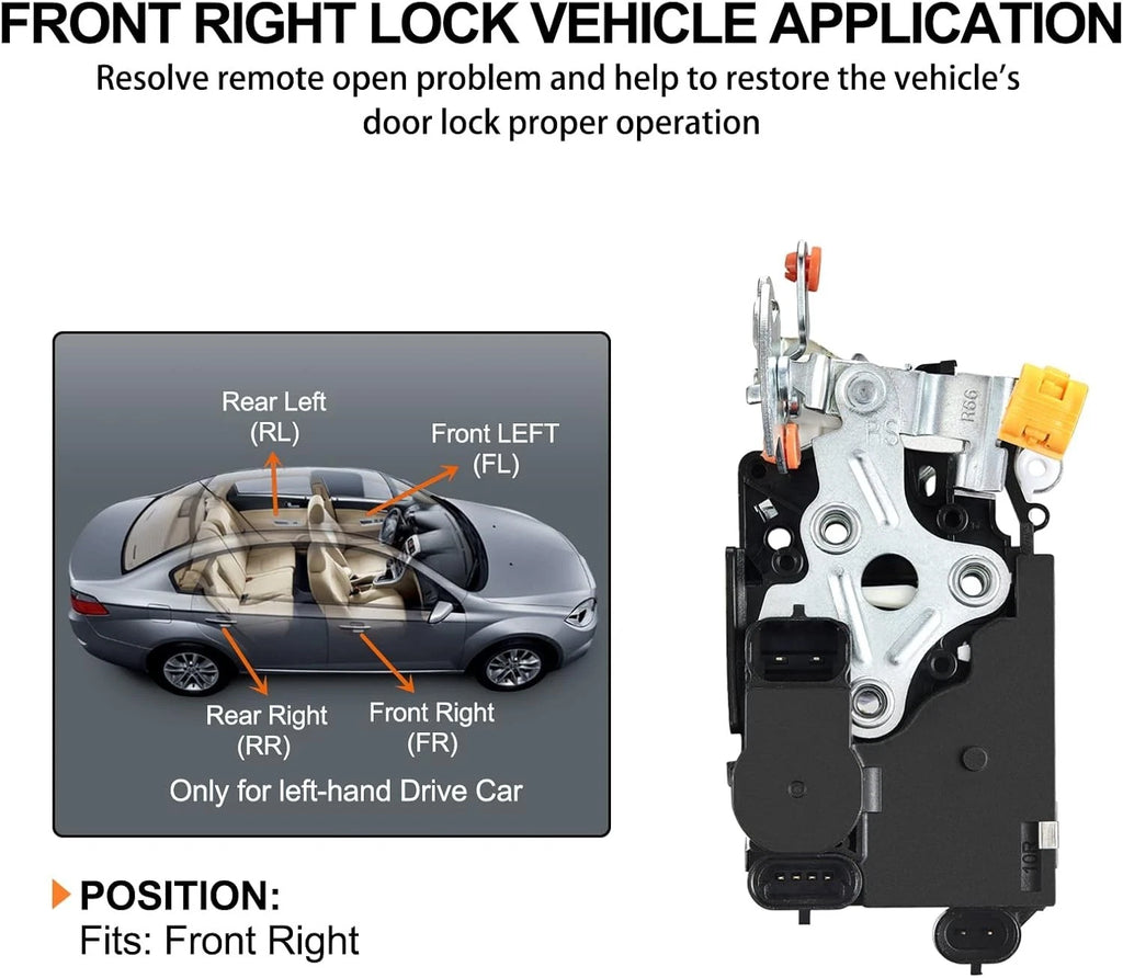 Front Right Door Lock Actuator for Chevy Silverado GMC Yukon Cadillac (931-319)