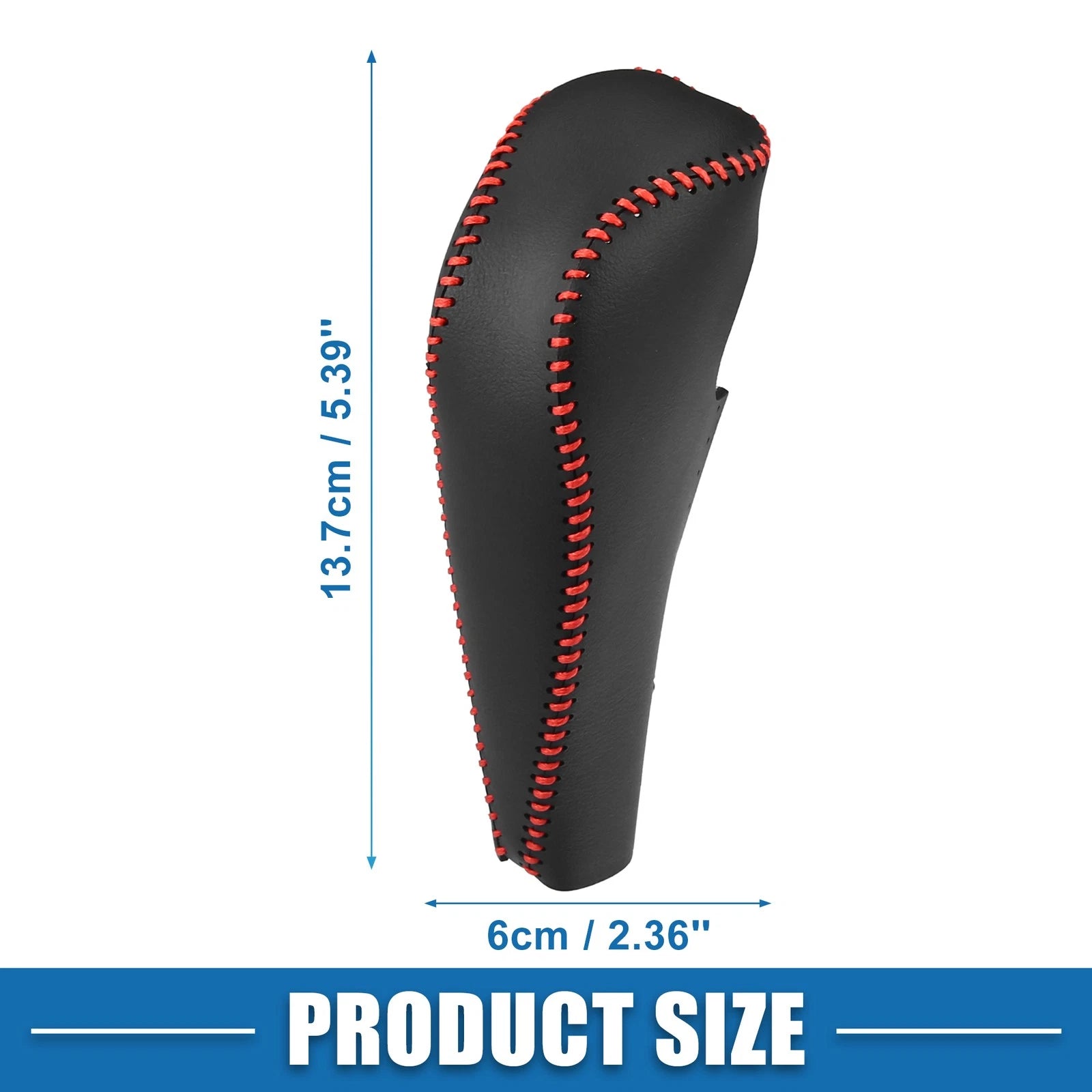 Gear Shifting Knob Cover Trim for Honda Civic (2012–2015) Black Red Stitches